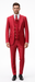 Rossiman Men's Red Suit – Stylish 1-Button Peak Lapel Jacket & Double-Breasted Vest