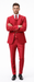 Rossiman Men's Red Suit – Stylish 1-Button Peak Lapel Jacket & Double-Breasted Vest
