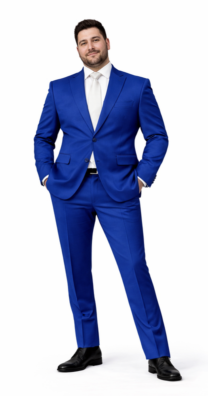 Rossiman Men’s Royal Blue Glossy Sateen Suit – Bold & Refined Look  Modern Fit