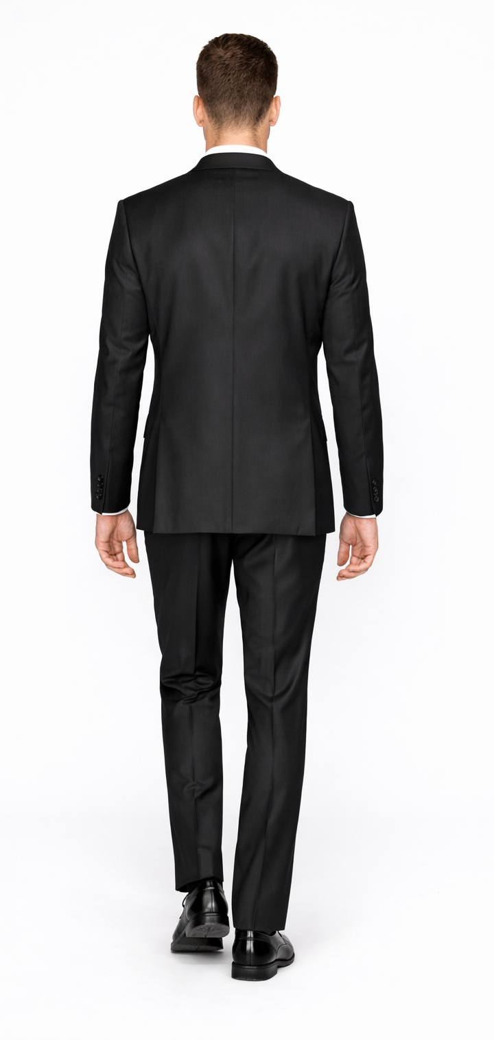 Rossiman Men's Slim Fit Gray Wool Suit – 1-Button Peak Lapel Jacket & Tapered Low-Rise Pants