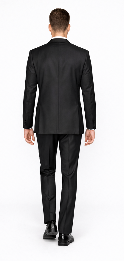 Rossiman Men's Slim Fit Gray Wool Suit – 1-Button Peak Lapel Jacket & Tapered Low-Rise Pants