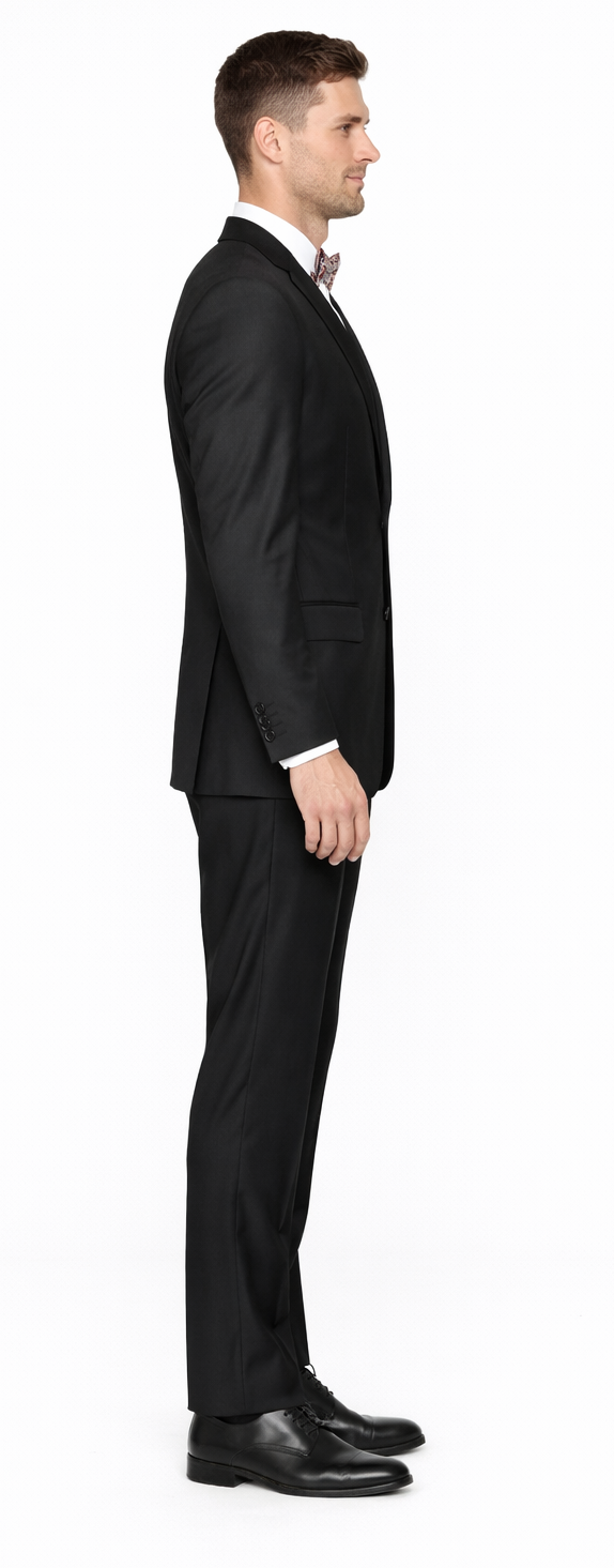 Rossiman Men's Slim Fit Gray Wool Suit – 1-Button Peak Lapel Jacket & Tapered Low-Rise Pants