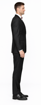 Rossiman Men's Slim Fit Gray Wool Suit – 1-Button Peak Lapel Jacket & Tapered Low-Rise Pants