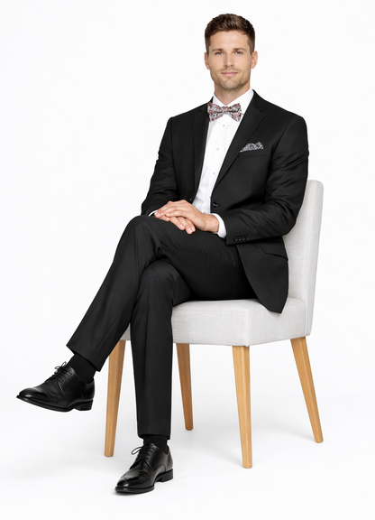 Rossiman Men's Slim Fit Gray Wool Suit – 1-Button Peak Lapel Jacket & Tapered Low-Rise Pants