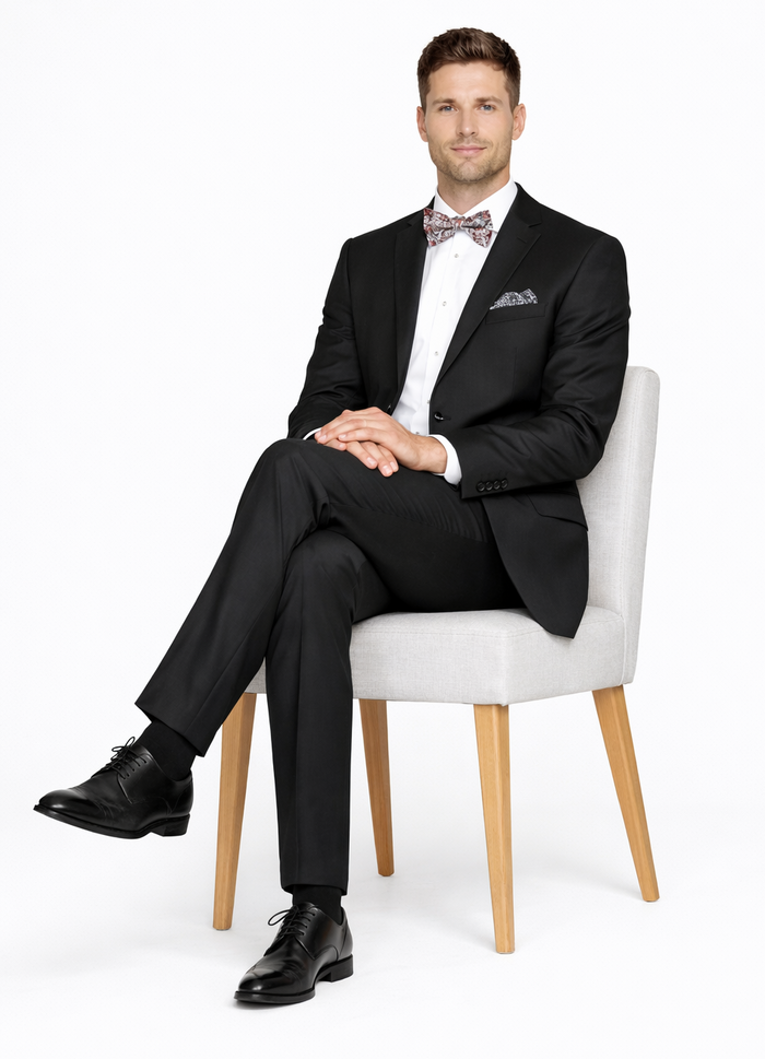 Rossiman Men's Slim Fit Gray Wool Suit – 1-Button Peak Lapel Jacket & Tapered Low-Rise Pants