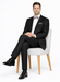 Rossiman Men's Slim Fit Gray Wool Suit – 1-Button Peak Lapel Jacket & Tapered Low-Rise Pants