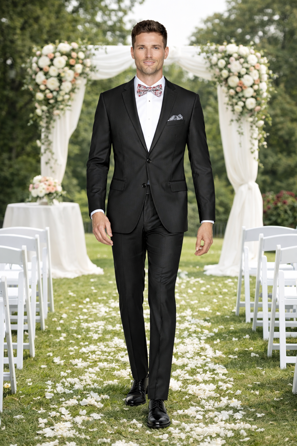 Rossiman Men's Slim Fit Gray Wool Suit – 1-Button Peak Lapel Jacket & Tapered Low-Rise Pants