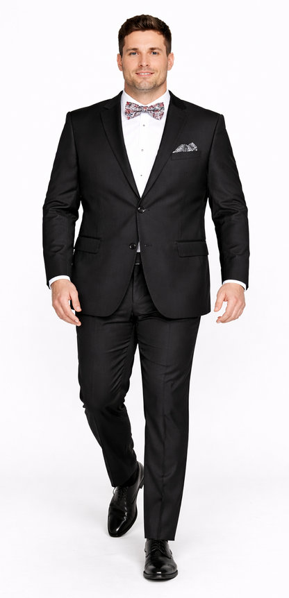 Rossiman Men's Slim Fit Gray Wool Suit – 1-Button Peak Lapel Jacket & Tapered Low-Rise Pants