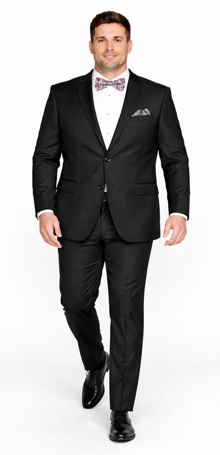 Rossiman Men's Slim Fit Gray Wool Suit – 1-Button Peak Lapel Jacket & Tapered Low-Rise Pants