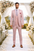 Rossiman Men's Slim Fit Pink Suit – Elegant Double-Breasted Vest & Tailored Flat Front Pants