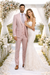 Rossiman Men's Slim Fit Pink Suit – Elegant Double-Breasted Vest & Tailored Flat Front Pants