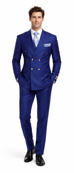Rossiman Men's Slim Fit Royal Blue Suit – Double-Breasted Elegance