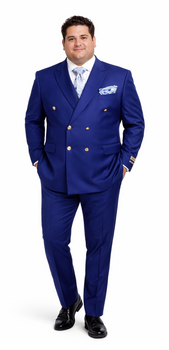 Rossiman Men's Slim Fit Royal Blue Suit – Double-Breasted Elegance