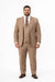 Rossiman Men’s Tan Suit – Gold Buttons & Double-Breasted Vest Elegance