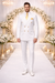 Rossiman Men's White Slim Fit Suit – Double-Breasted 3-Piece Formal Ensemble