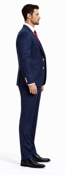 Rossiman Navy Blue Suit for Men – Classic 1-Button Peak Lapel Jacket & Double-Breasted Vest