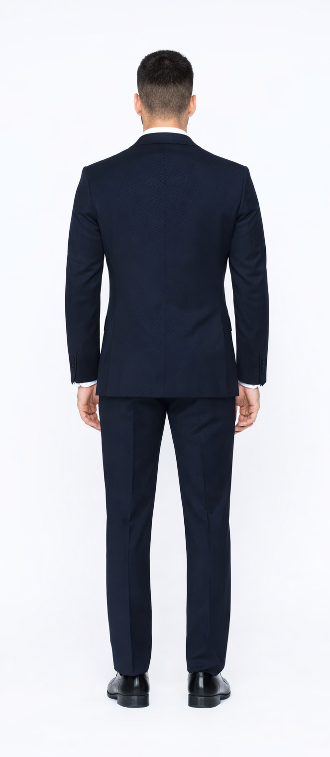 Rossiman Rossi Navy Blue Slim Fit Suit – Peak Lapel Tailored Formalwear for Men