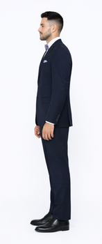 Rossiman Rossi Navy Blue Slim Fit Suit – Peak Lapel Tailored Formalwear for Men