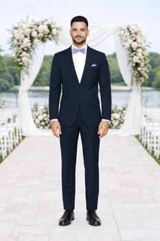 Rossiman Rossi Navy Blue Slim Fit Suit – Peak Lapel Tailored Formalwear for Men