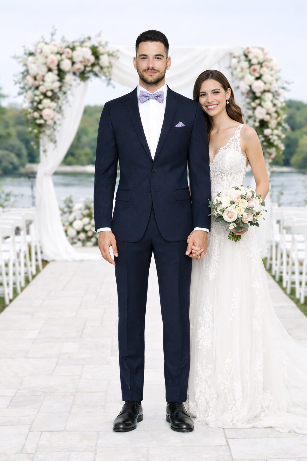 Rossiman Rossi Navy Blue Slim Fit Suit – Peak Lapel Tailored Formalwear for Men