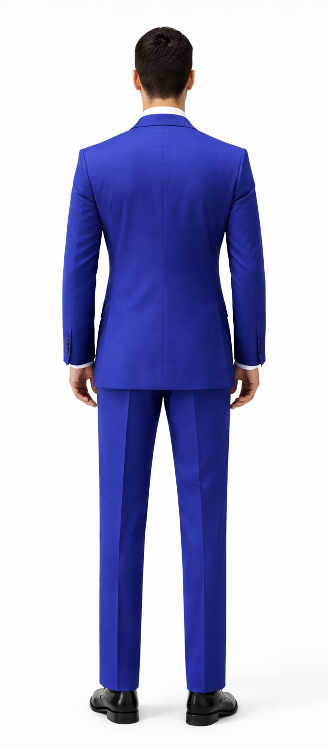 Rossiman Royal Blue Suit for Men – Classic 1-Button Peak Lapel Jacket & Double-Breasted Vest