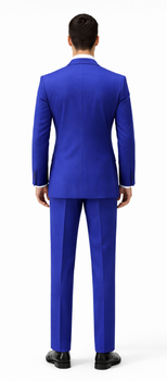 Rossiman Royal Blue Suit for Men – Classic 1-Button Peak Lapel Jacket & Double-Breasted Vest
