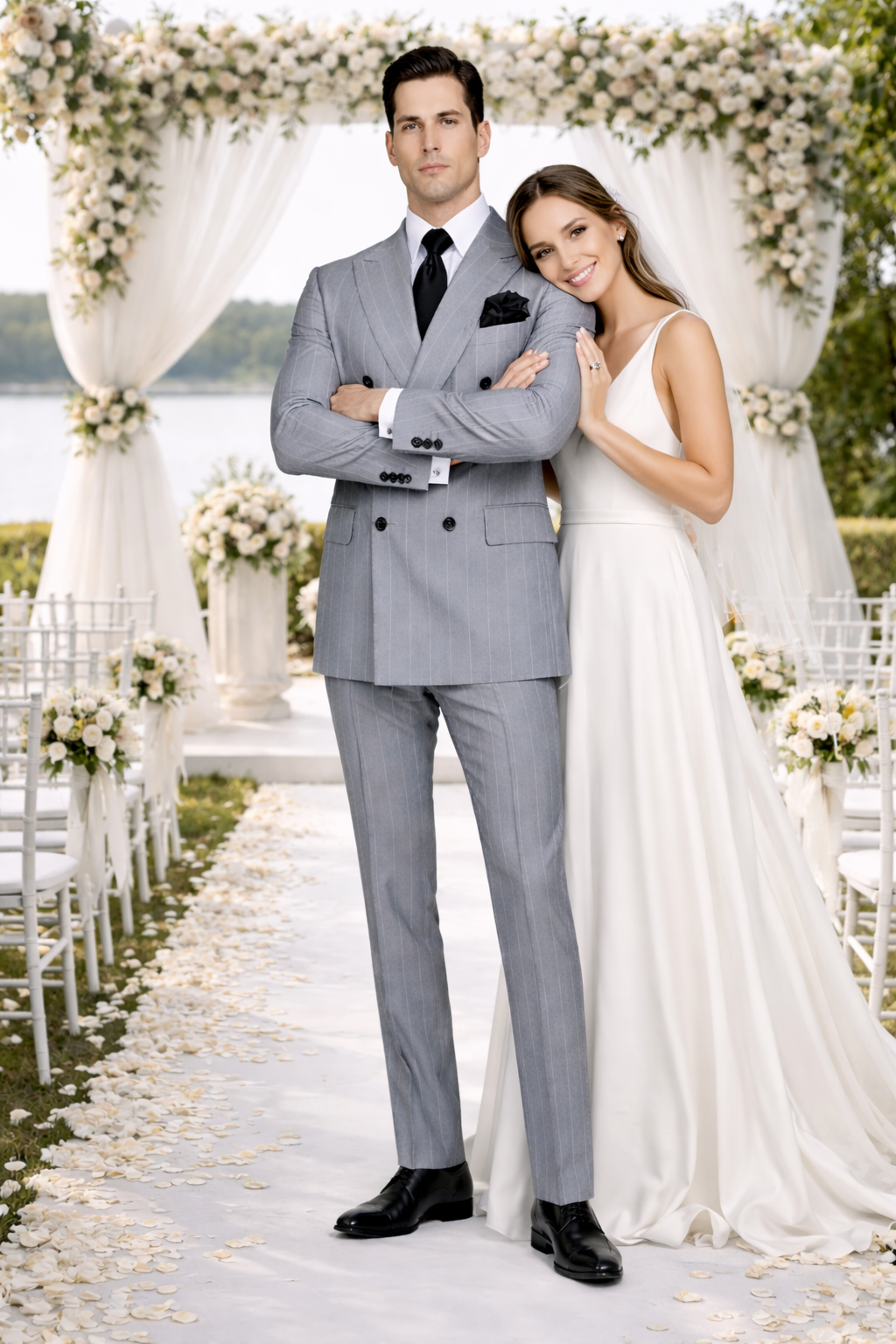 Rossiman Suit  - Classic Fit Athletic Cut 100% Wool Super 150s Italian Fabric Peak Lapel in Color Grey
