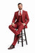 Rossiman Suits Brand - Plaid Textured Double breasted Style - Windowpane Pattern in Color Red and Blue