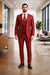 Rossiman Suits Brand - Plaid Textured Double breasted Style - Windowpane Pattern in Color Red and Blue