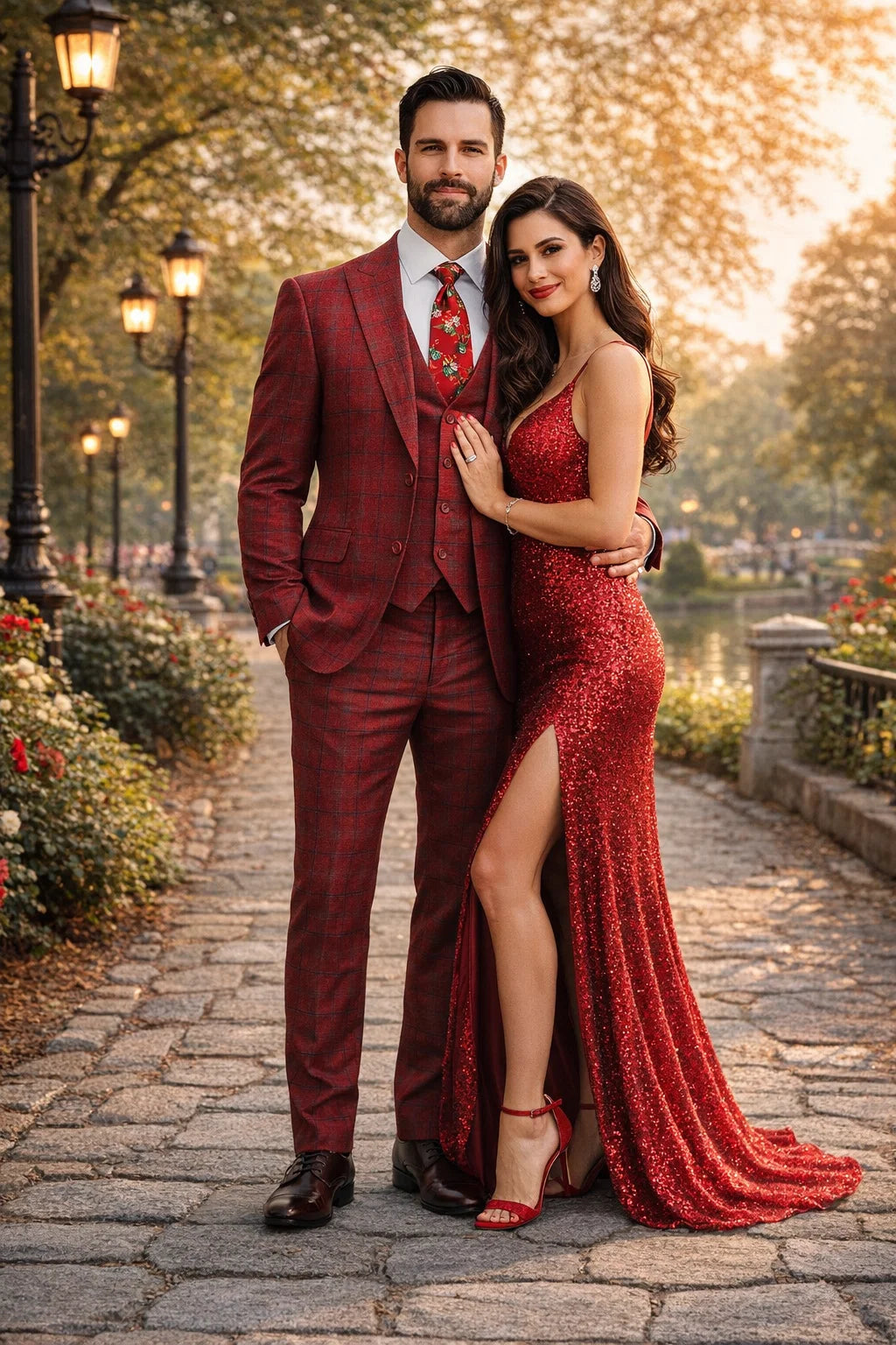 Rossiman Suits Brand - Plaid Textured Double breasted Style - Windowpane Pattern in Color Red and Blue