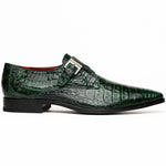 Marco Di Milano Rovigo Green Exotic Crocodile Skin Single Monk-strap Loafers