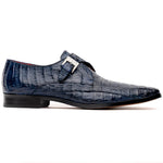 Marco Di Milano Rovigo Navy Exotic Crocodile Skin Single Monk-strap Loafers