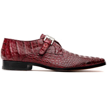 Marco Di Milano Luigi Wine Caiman Crocodile Monk Strap Dress Shoes