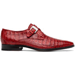 Marco Di Milano Rovigo Red Exotic Crocodile Skin Single Monk-strap Loafers