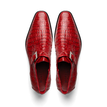 Marco Di Milano Rovigo Red Crocodile Monk-Strap Loafers