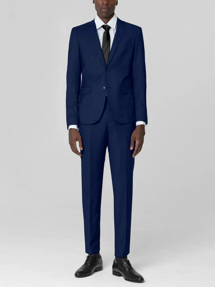 Mens Two Button Royal Blue Birdseye Suit Modern Fit