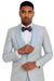 2026 Prom Special Blue Tuxedo Suit w/ Double-Breasted Vest by Tazzio