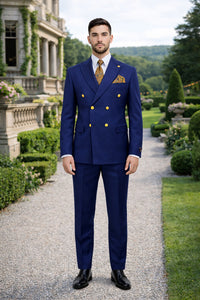 Mens Double Breasted Blazer - Wool Royal Blue Sport Coat With Gold Buttons - Image 7