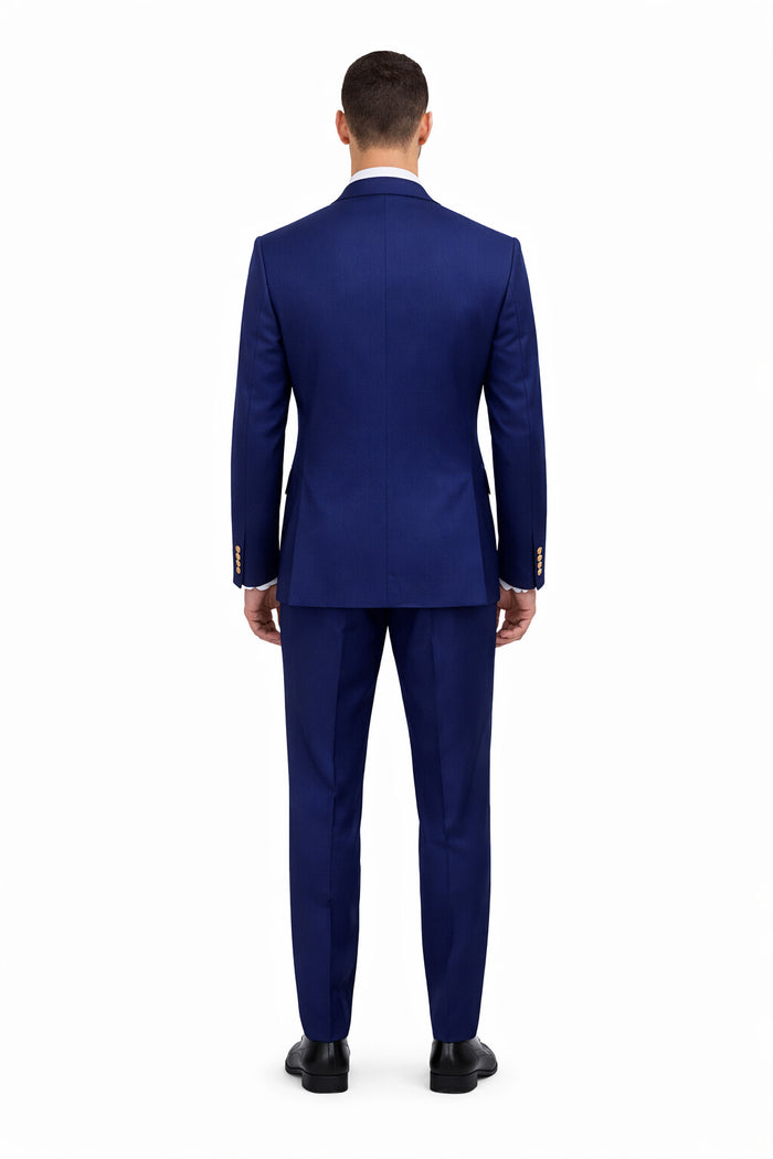 Mens Double Breasted Blazer - Wool Royal Blue Sport Coat With Gold Buttons - Image 2
