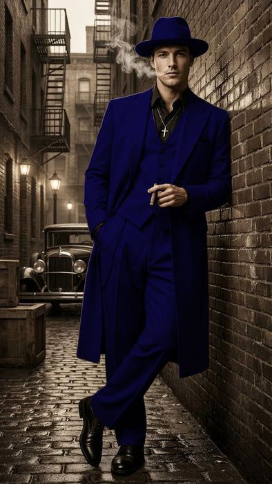 Men’s 1920s Beige Zoot Suit – Long Mafia Gangster Three-Piece Suit in Tan Khaki Color 40 inch Zuit Pachuco Suit