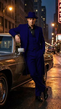 Men’s 1920s Beige Zoot Suit – Long Mafia Gangster Three-Piece Suit in Tan Khaki Color 40 inch Zuit Pachuco Suit