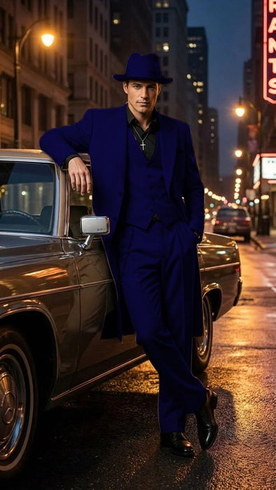 Men’s 1920s Beige Zoot Suit – Long Mafia Gangster Three-Piece Suit in Tan Khaki Color 40 inch Zuit Pachuco Suit