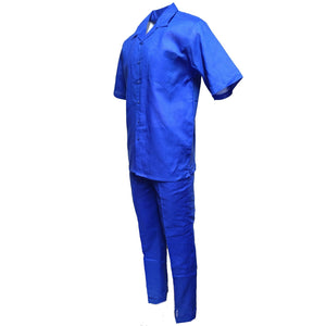 Mens Royal Blue Linen Shirt and Pants Casual Outfit Set