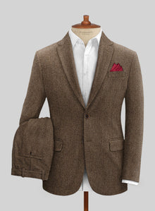 Rust Wool Tweed Suit – Heritage Herringbone Design for Men