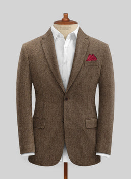 Rust Wool Tweed Suit – Heritage Herringbone Design for Men