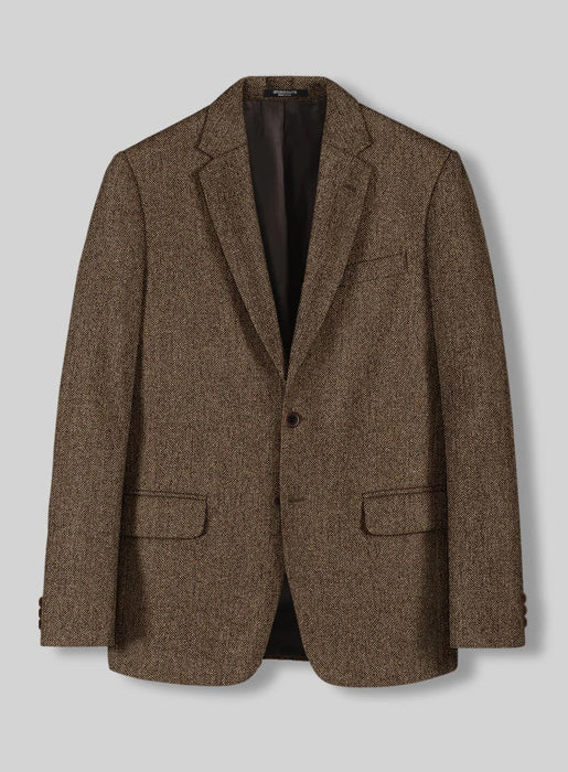 Rust Wool Tweed Suit – Heritage Herringbone Design for Men