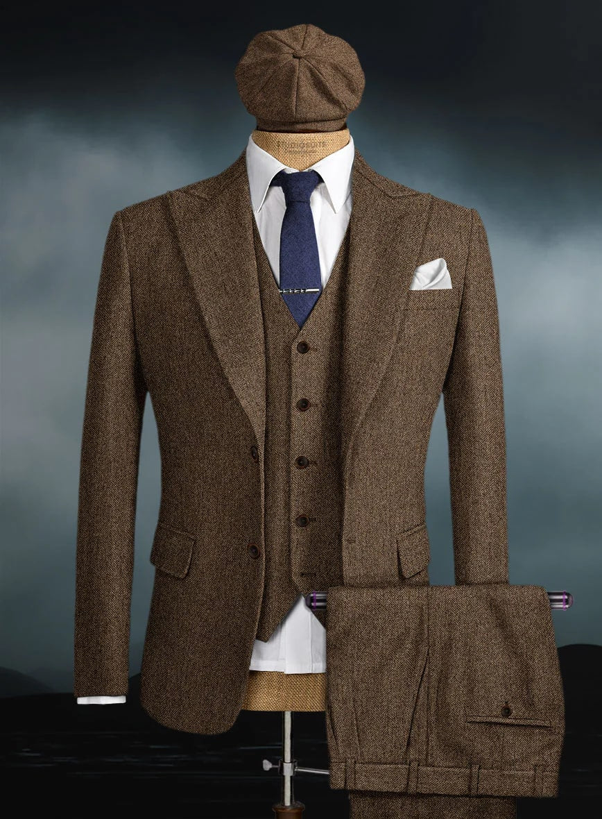 Men's Black Full-length Sleeves Buttoned Closure Peaky Blinders Suit - Peaky Blinders Outfit + Overcoat + Hat (Peaky Blinder Custome) - Image 28