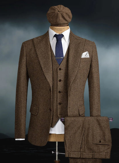 Men's Black Full-length Sleeves Buttoned Closure Peaky Blinders Suit - Peaky Blinders Outfit + Overcoat + Hat (Peaky Blinder Custome) - Image 28