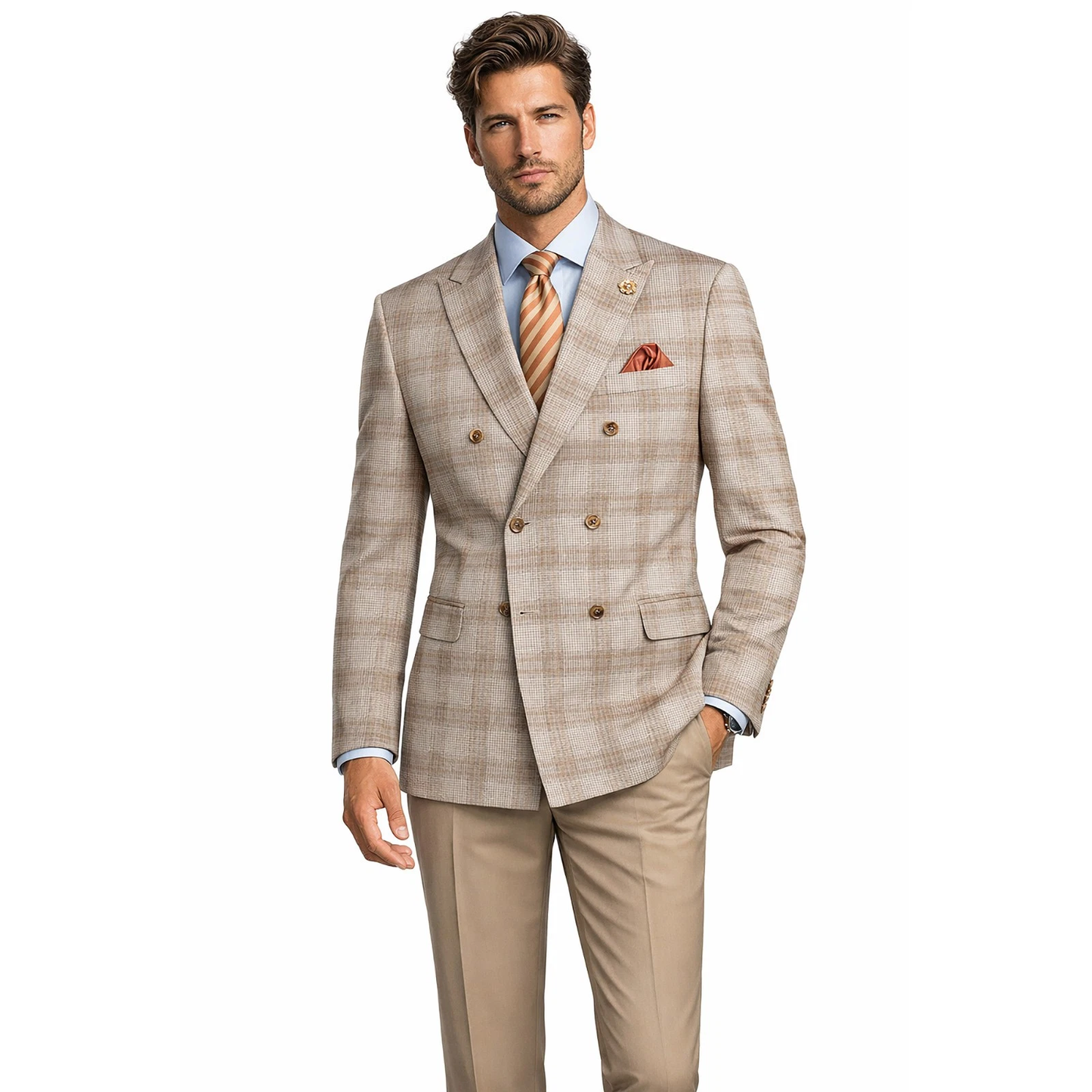 Men Regular-Fit Windowpane Blazer Jacket