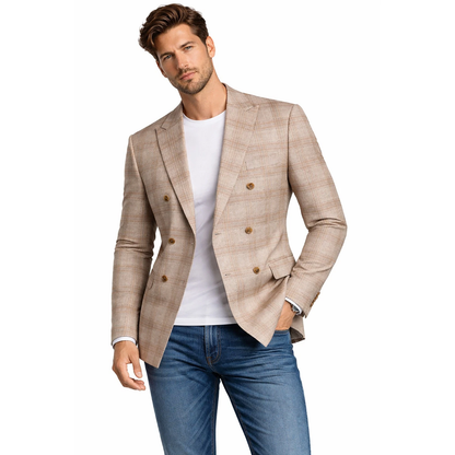 Men Regular-Fit Windowpane Blazer Jacket